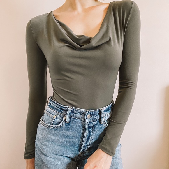 Forever 21 Tops - Sage Multi Way Off Shoulder Drape Front Bodysuit